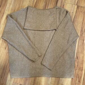 Max Studio, cableknit, turtleneck, sweater, size XL light brown